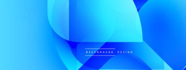 Soyut mavi arkaplan. Üst üste binen şekiller dinamik görsel efekt yaratır. Sancaklar ve web siteleri için modern tasarım uygun.