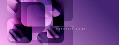 Soyut mor geometrik şekiller kesişir. Gradyan dolgular modern görsel efekt yaratır. Pankartlar ve başlıklar için uygun minimalist tasarım.