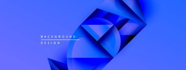 Soyut mavi tasarım, üst üste binen geometrik şekiller. Gradyan arka plan derinlik yaratır, modern estetik. Mevcut en küçük metin.