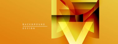 Soyut geometrik tasarım. Turuncu, sarı renkler baskın. Katmanlı şekiller dinamik görsel efektler yaratır. Modern arkaplan dokusu.
