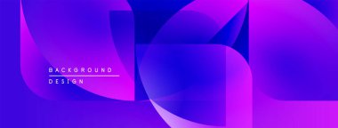 Soyut arkaplan canlı mor, mavi eğimli. Üst üste binen şekiller modern tasarım, pürüzsüz geçişler yaratır. Metin arkaplan tasarımı okur.