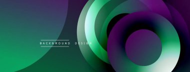 Soyut tasarım, canlı örtüşen daireler, gradyanlar içerir. Modern estetik, karanlık arka plan renkli elementleri geliştirir. Yumuşak geçişler dinamik görsel etki yaratır.