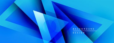 Soyut mavi tasarım geometrik şekiller, gradyanlar, dinamik bileşimler içerir. Arka planlar ve sunumlar için modern estetik.
