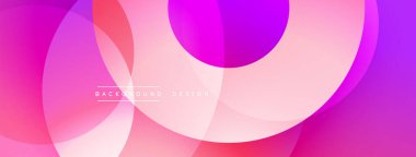 Soyut pembe gradyanlar üst üste binen daireler oluşturur. Modern tasarım akıcılığı, dinamizmi, görsel çekiciliği akla getiriyor. Arkaplan ögeleri yumuşak doku oluşturur.