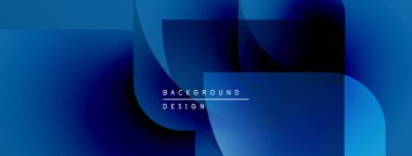 Soyut mavi gradyanlar çakışıyor, dinamik görsel etki yaratıyor. Metin arka plan tasarımı okur. Modern, minimalist stil.