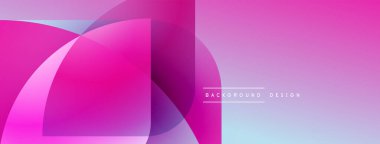 Soyut pembe, mor renkler örtüşüyor. Modern tasarım düz şekiller, açık mavi aksanlar içerir. Metin arkaplan tasarımı okur.