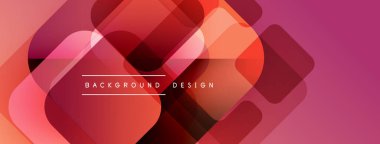 Soyut geometrik şekiller üst üste binerek canlı kırmızı, turuncu gradyan oluşturur. Metin, kompozisyon içerisindeki arkaplan tasarımını okur.