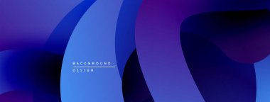 Soyut akışkan şekiller, canlı mavi mor gradyanlar. Modern tasarım, pürüzsüz geçişler, dinamik kompozisyon. Minimalist estetik.