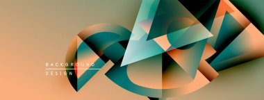 Soyut geometrik şekiller örtüşür, dinamik görsel efekt yaratır. Sıcak renkler serin tonlarla harmanlanır. Modern tasarım ögesi.