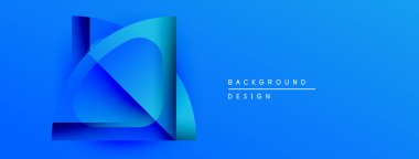 Soyut mavi tasarım katmanlı kurdeleler içerir. Gradyan derinlik yaratır, modern estetik. Metin arka plan tasarımı okur. Basit, temiz kompozisyon.