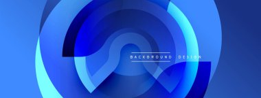 Soyut mavi katmanlar dinamik girdap yaratır. Modern tasarım metin içerir, arkaplan tasarımı. Yumuşak eğimler derinlik ve hareket önerir.