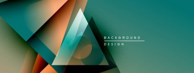 Soyut geometrik şekiller örtüşüyor, dinamik deniz mavisi ve turuncu renkler yaratıyor. Minimalist tasarım modern arkaplan dokusunu öneriyor.