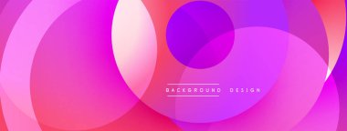 Soyut, enerjik çemberler örtüşüyor ve rengarenk bir arkaplan oluşturuyor. Modern tasarım elementleri akıcılık, enerji ve yenilik önerir.