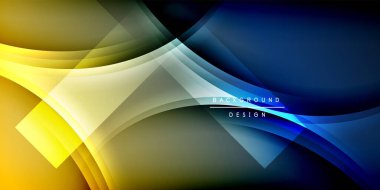 Soyut tasarım dalgalı kıvrımlar, canlı renkler içerir. Sarı, mavi, beyaz gradyanlar dinamik görsel efekt yaratır. Modern, şık bir sunum.