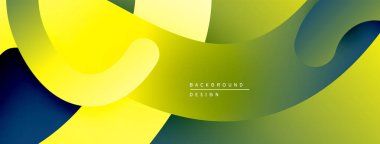 Soyut sıvı şekiller, canlı sarı, yeşil renkler. Modern tasarım, pürüzsüz eğimler dinamik kompozisyon yaratır. Minimalist estetik.
