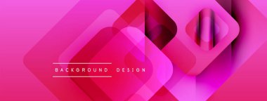 Soyut pembe arkaplan özellikleri üst üste binen kareler, dinamik görsel efekt yaratır. Modern tasarım elementleri teknoloji ve yenilik öneriyor.