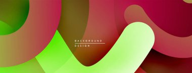 Soyut renkli şekiller çakışıyor. Gradyan renkler dinamik görsel efekt yaratır. Arka planlar için modern tasarım ögesi.