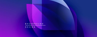 Soyut arkaplan özellikleri üst üste binen mor, mavi şekiller. Modern tasarım elementleri dinamik görsel efekt yaratır. Yumuşak eğimler mevcut derinlik.