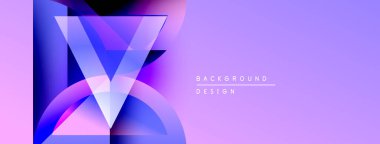 Soyut geometrik tasarım. Mor, mavi renkler dinamik görsel etki yaratır. Modern estetik, arka planlar ve sunumlar için uygun..