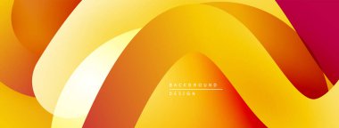 Soyut arkaplan turuncu, sarı şekiller akar. Gradyan renkler dinamik görsel efekt yaratır. Modern tasarım ögesi.