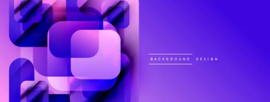 Soyut mor tasarım üst üste binen kareler, gradyanlar. Sancaklar, arka planlar, dijital sanat için modern estetik.