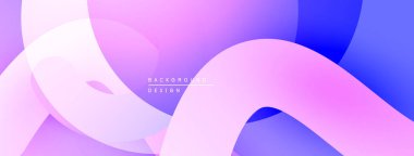 Soyut sıvı şekilleri mor, pembe ve mavi renkleri harmanlıyor. Modern tasarım hareketi, dinginliği, görsel cazibeyi çağrıştırıyor.