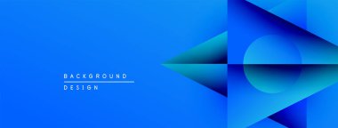 Parlak mavi soyut arkaplan. Geometrik şekiller, dinamik görsel efekt oluşturur. Modern tasarım elemanları.