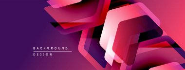Soyut geometrik şekiller örtüşür, dinamik mor, pembe eğimli bir etki yaratır. Arka planlar için modern tasarım ögesi.
