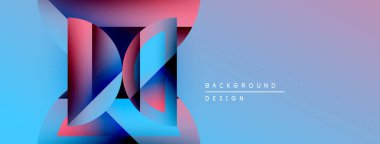 Soyut geometrik tasarım. Canlı mavi, pembe, mor gradyanlar dinamik görsel efekt yaratır. Modern arkaplan dokusu.