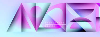 Soyut geometrik şekiller, canlı pembeler, morlar, maviler. Modern tasarım, temiz çizgiler, değişim etkileri derinlik yaratır. Arkaplan ögesi.
