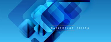 Soyut geometrik şekiller örtüşerek dinamik mavi gradyan arkaplan oluşturur. Dijital projeler için modern tasarım ögesi.