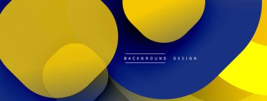 Soyut şekiller örtüşüyor, dinamik sarı ve mavi bileşim oluşturuyor. Modern tasarım elementleri akıcılık ve derinlik öneriyor. Mevcut en küçük metin.