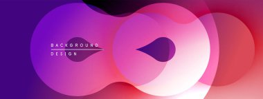 Soyut şekiller örtüşüyor, canlı pembe, mor renkler yaratıyor. Modern tasarım akıcı, dinamik, görsel olarak çekici..