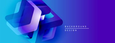 Soyut geometrik şekiller örtüşür, canlı mavi gradyan etki yaratır. Sancaklar ve arka planlar için modern tasarım uygun.
