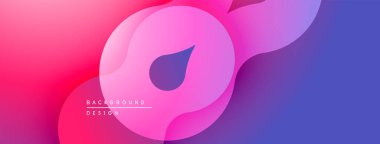 Soyut gradyan şekiller örtüşür ve dinamik görsel efekt yaratır. Pembe, mor, mavi renkler düzgün bir şekilde harmanlanır. Modern tasarım ögesi.