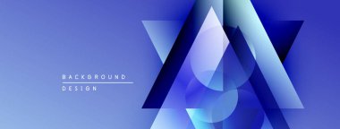 Soyut geometrik şekiller, mavi gradyanlar, modern tasarım. Minimalist kompozisyon dinamik görsel efekt yaratır. Arkaplan ögeleri derinlik.