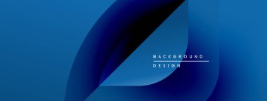 Soyut mavi tasarım, üst üste binen kıvrımlı şekiller. Gradyan etkisi derinlik yaratır, modern estetik. Metin arkaplan tasarımı okur.