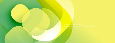 Soyut sarı, yeşil şekiller örtüşüyor ve dinamik görsel akış yaratıyor. Sancaklar, arkaplanlar, sunumlar için modern tasarım uygun.
