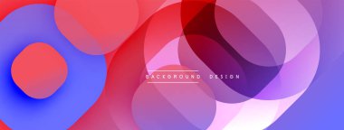 Soyut renkli çakışan daireler dinamik görsel akış yaratır. Gradyan gölgeler düzgün bir şekilde harmanlanarak modern arkaplan tasarımı oluşturur.