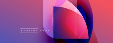 Soyut renkli tasarım. Üst üste binen şekiller dinamik görsel efekt yaratır. Mezuniyet değişimi, modern estetik. Projeler için arkaplan ögesi.