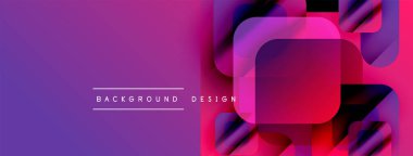 Soyut geometrik tasarım. Canlı mor, pembe renkler modern arkaplan yaratır. Metin arka plan tasarımı okur. Pürüzsüz şekiller örtüşür.