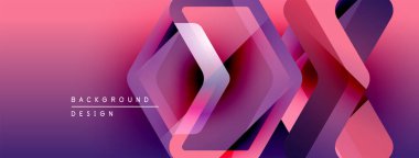 Soyut geometrik tasarım. Mordan pembeye geçişler. Üst üste binen kareler dinamik görsel efekt yaratır. Modern, şık bir sunum.