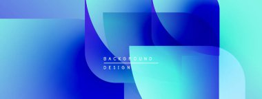 Soyut mavi gradyanlar çakışıyor, dinamik görsel etki yaratıyor. Modern tasarım elementleri teknoloji ve yenilik öneriyor. Temiz estetik.