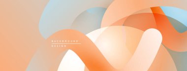 Soyut tasarım özellikleri üst üste binen daireler, yumuşak eğimler. Şeftali, mavi renkler modern görsel deneyimler yaratır. Minimalist kompozisyon.