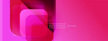 Soyut geometrik katmanlar, canlı pembe renkler, modern tasarım. Üst üste binen kareler dinamik görsel efekt yaratır. Minimalist estetik.