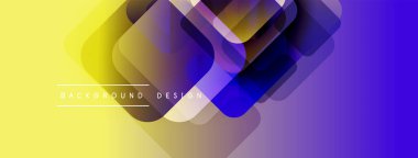 Soyut geometrik şekiller örtüşür, canlı bir değişim etkisi yaratır. Sarı geçiş mor, modern tasarım öğesine.