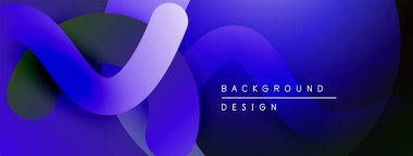 Soyut sıvı şekiller, canlı mavi renkler, modern tasarım. Gradyan renkler dinamik görsel efekt yaratır. Minimalist kompozisyon.