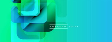 Soyut geometrik şekiller, canlı gradyanlar. Modern tasarım elementleri dinamik görsel deneyimler yaratır. Mavi, yeşil renkler kompozisyona hakim..