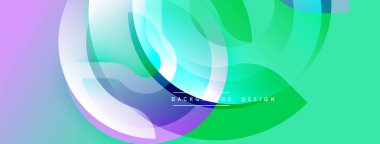 Soyut renkli tasarım. Üst üste binen şekiller dinamik görsel efekt yaratır. Gradyan renkler kusursuz harmanlanır, modern estetik..