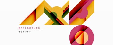 Soyut geometrik bileşim. Üst üste binen katmanlar dinamik görsel efekt yaratır. Parlak renkler, modern tasarım, arkaplan ve sunumlar için uygun. Minimalist stil.